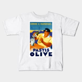 Vintage Advertising Poster France Pastis Olive Kids T-Shirt